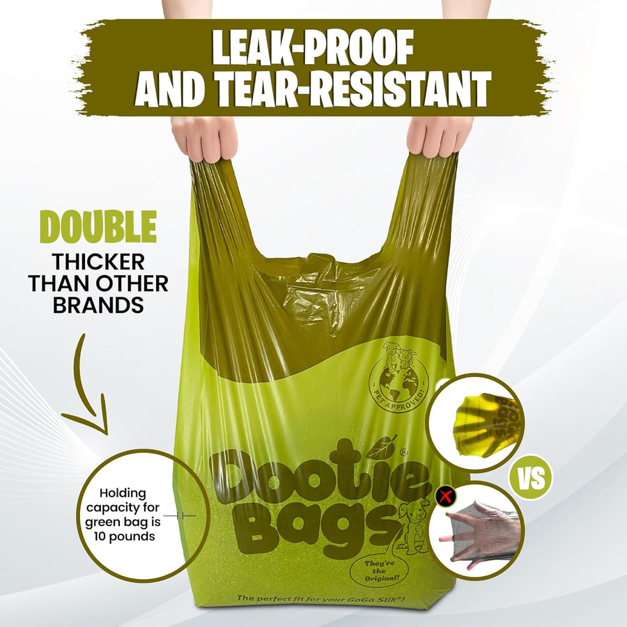 The Original Dootie Bag Is Back! Pooch Approved Large Dootie Bags, Dog Poop Bags. Strong, Leakproof - EZ Tie Handles. Perfect for Dogs & Cat Litter. Pet Waste Cleanup, Swivel Bin & Scoopers.