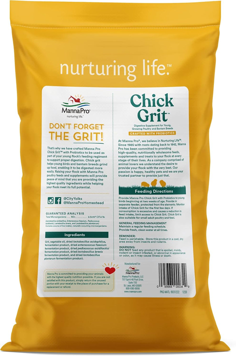 Chick Grit, Digestive Supplement for Young Poultry and Bantam Breed, Probiotics to Support Digestion, No Artificial Ingredients or Preservatives, Insoluble Crushed Granite, 25 Lbs