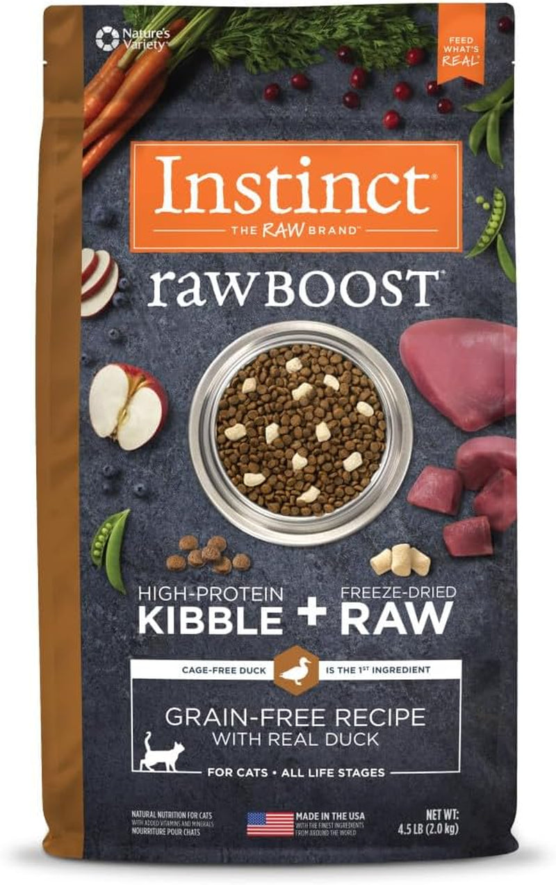 Raw Boost Grain Free Recipe with Real Duck Natural Dry Cat Food, 4.5 Lb. Bag