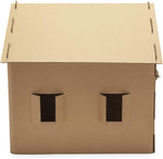 Cardboard Cat House Gingerbread House, Cat Hideout Scratcher with Detachable Hanging Toys