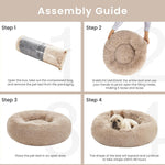 Calming Dog & Cat Bed, Cat Bed for Indoor Cats, Anti-Anxiety Donut round Bed, Fluffy Warming Pet Bed for Small Medium Dogs and Cats, Beige Taupe 20"/24"