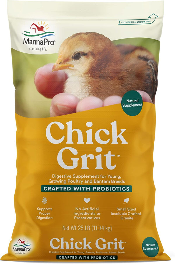 Chick Grit, Digestive Supplement for Young Poultry and Bantam Breed, Probiotics to Support Digestion, No Artificial Ingredients or Preservatives, Insoluble Crushed Granite, 25 Lbs
