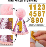 Dog Birthday Party Supplies Bandana Hat Banner Set Dog Boy Girl Cute Bow Tie Scarf Birthday Decorations (Pink with Balloon)