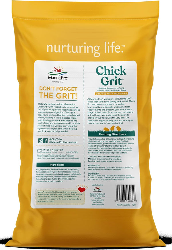Chick Grit, Digestive Supplement for Young Poultry and Bantam Breed, Probiotics to Support Digestion, No Artificial Ingredients or Preservatives, Insoluble Crushed Granite, 25 Lbs