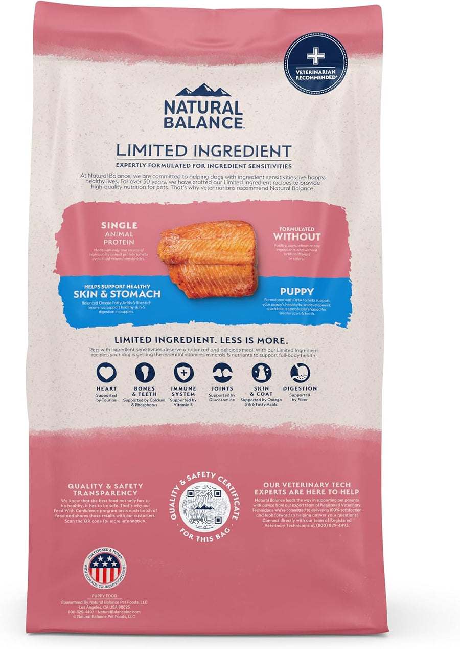 Limited Ingredient Puppy Dry Dog Food with Healthy Grains, Salmon & Brown Rice Recipe, 24 Pound (Pack of 1)